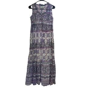 True Destinations Women’s Long Sleeveless Maxi Dress in Sz XS Purple Bohemian